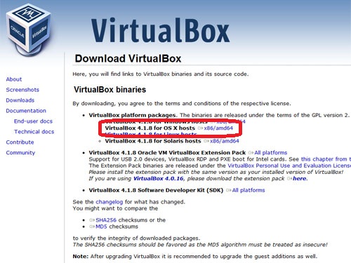 VirtualBoxソフトダウンロードする